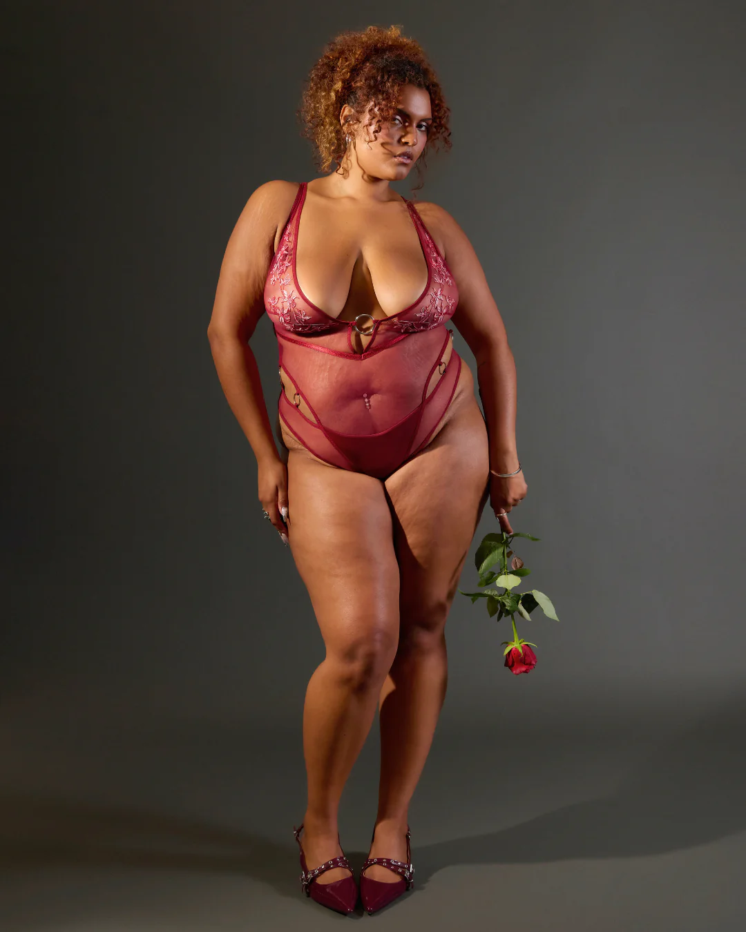 Cyrene Plunge Bodysuit - Ruby - Image 10