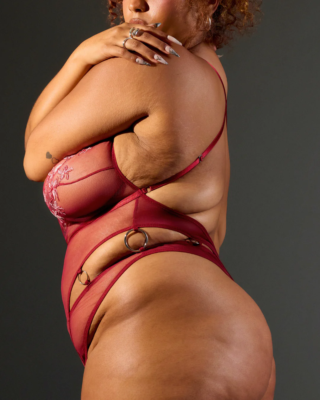 Cyrene Plunge Bodysuit - Ruby - Image 9