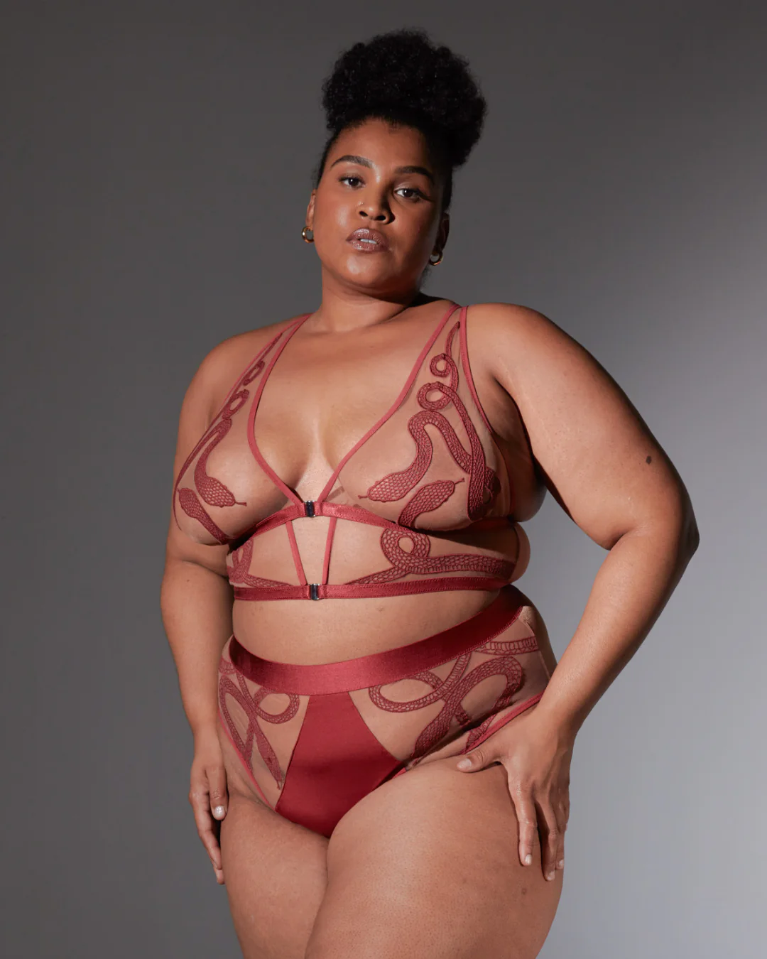 Medusa High Waisted Bikini - Oxblood - Available in Multiple Nudes - Image 4