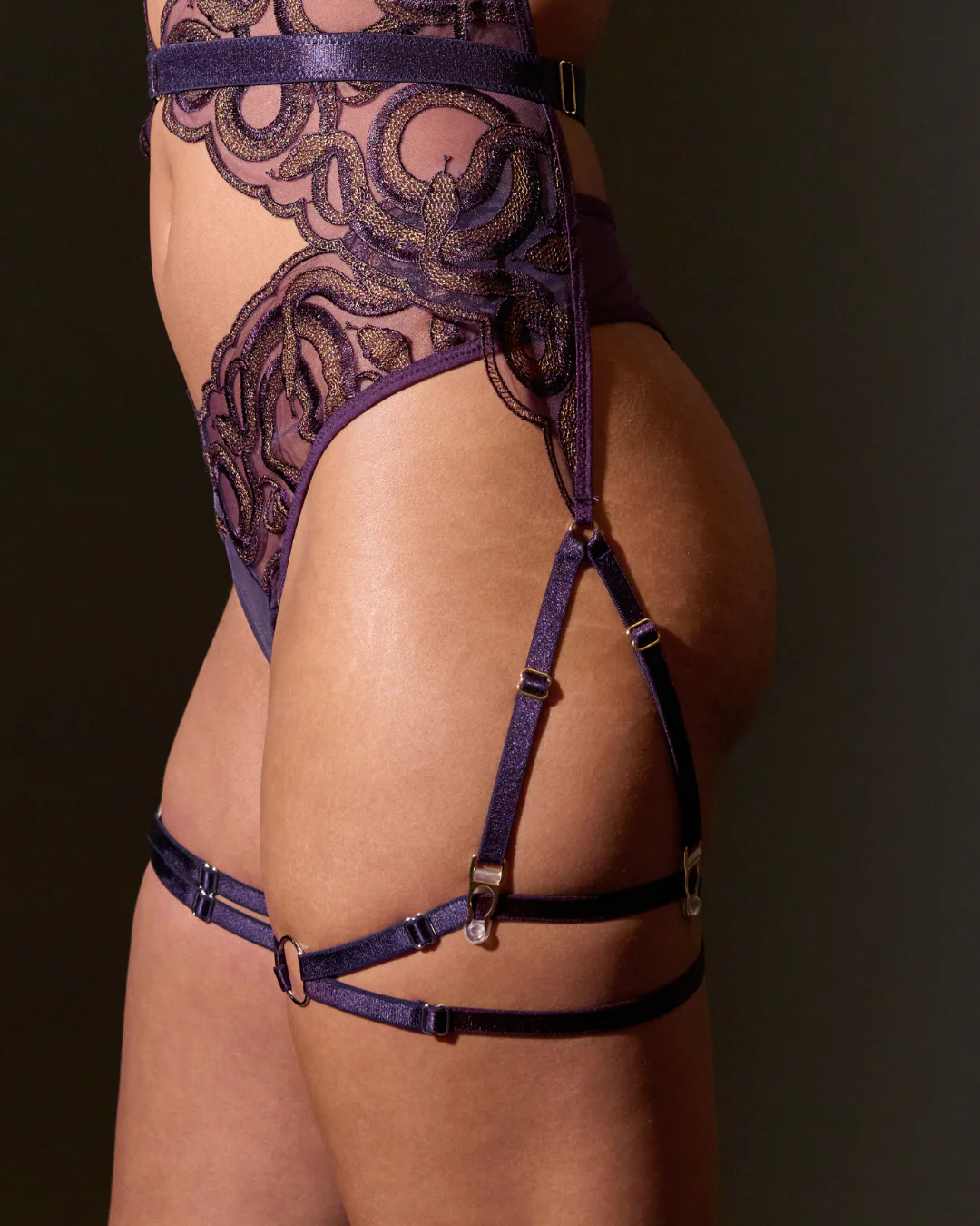 Strapped in Thigh Garters - Eggplant - FINAL SALE - Image 4